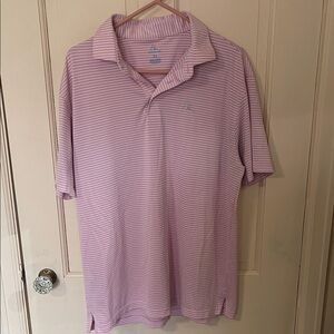 Rhoback Pink & White Thin-Stripe Polo